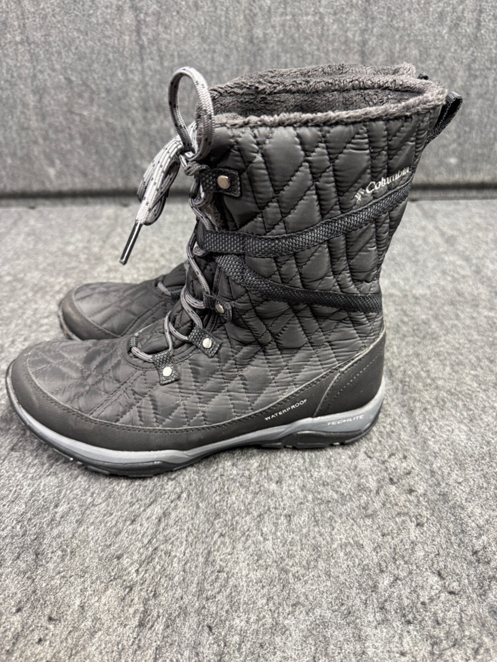 Columbia Omni-grip Waterproof Techlite Black Quilted Lace-Up Winter Boots - Picture 4 of 10